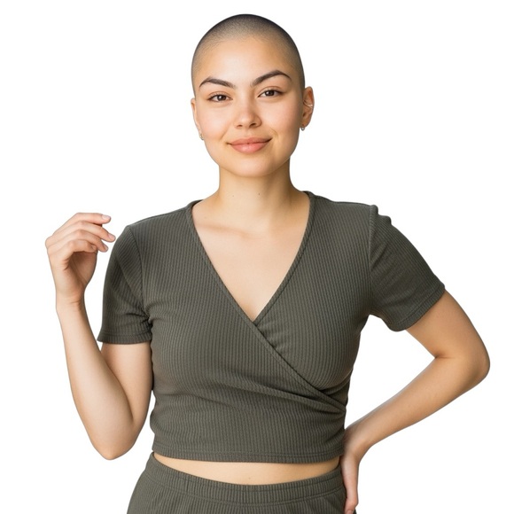 Garage small Olive Green Wrap Crop Top - Picture 1 of 2